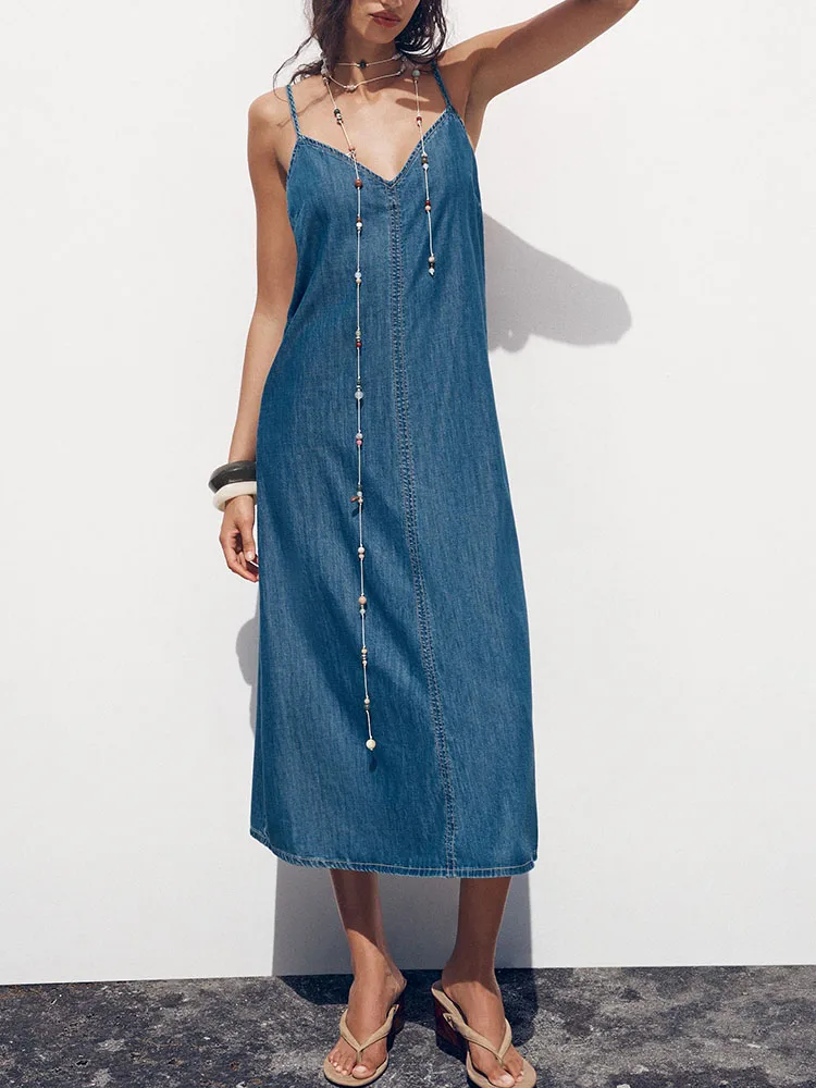 Sexy Bal Svel Denim ter Midi Dr femmes nouvel été Faion ow off votre Ba longue robe de soirée couleur Pure