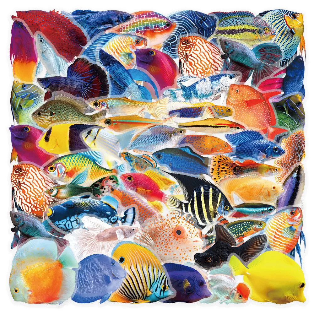 52 Sheets Transparent Fish Decorative Stickers for Journal Diary Planner DIY Craft Stationery Peel Joy Sticker Store