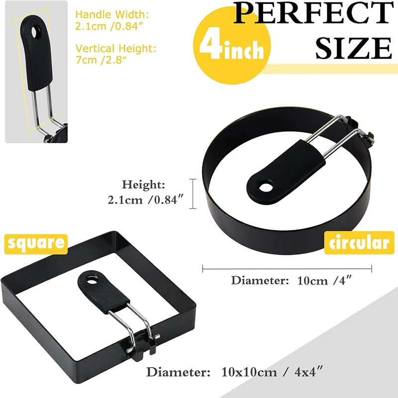 Egg Ring With Silicone Handle Egg Ring For Frying Eggs Nonstick Round Egg Cooker Ring Cooking Egg Mould Breakfast Sandwich Tool