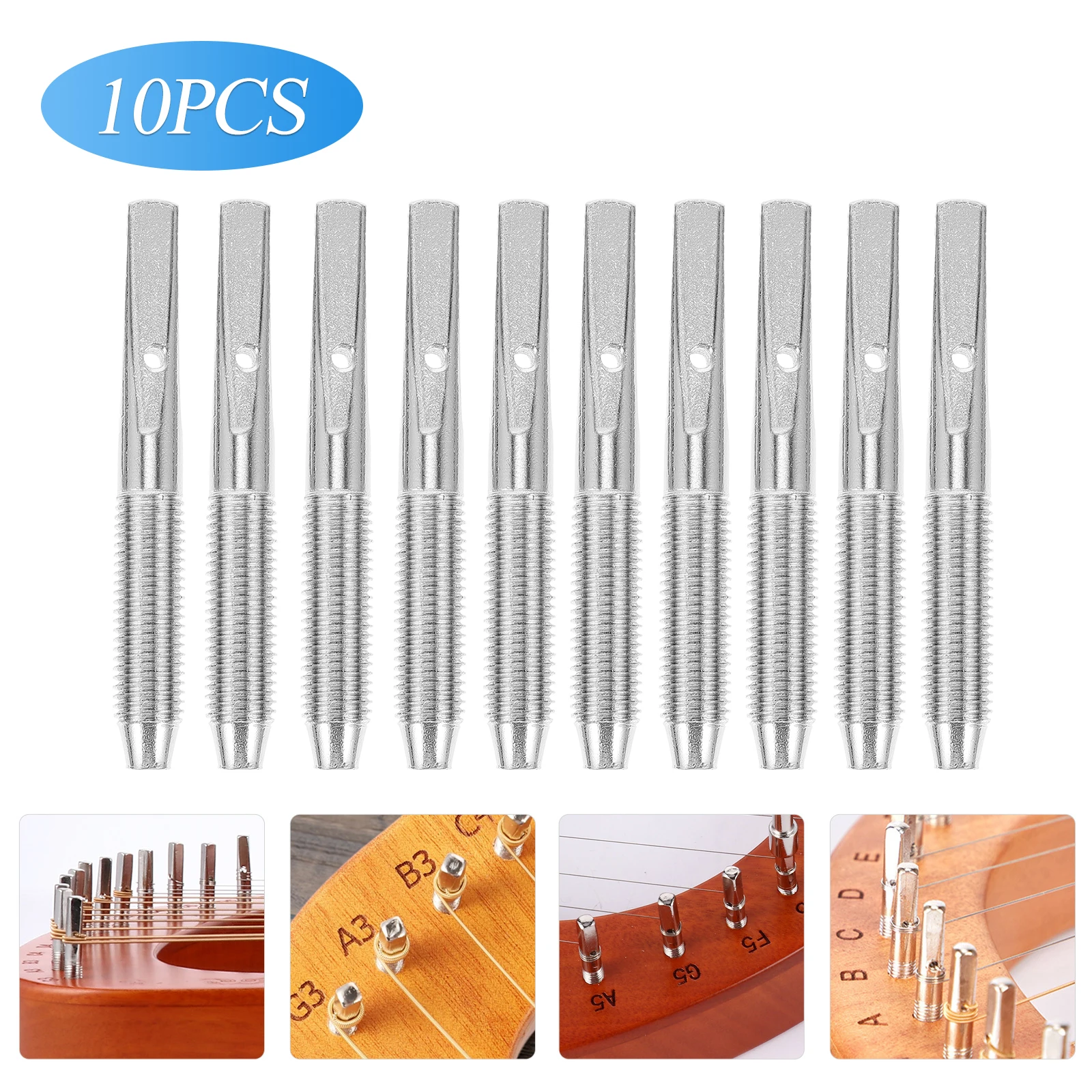 

10 Pcs Lyre Fastening Nails Harp Replacement Professional Part Peg Metal Tuning Accessory