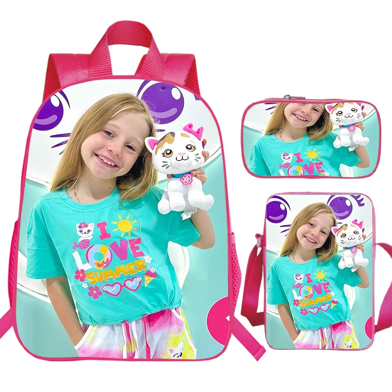 New Pink Backpack for Preschool Girls Kindergarten Bags Like Nastya 3 Pcs Set School Bags Children Bookbag Shoulder Bag Pen Bag