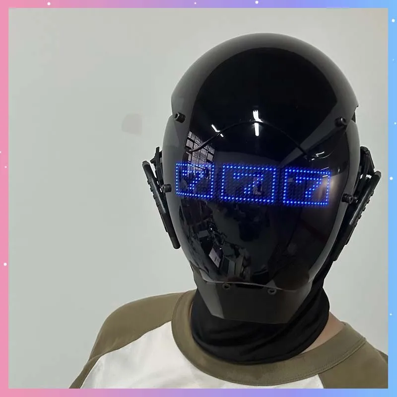 

Маска в стиле киберпанк с анимированным текстовым экраном, управлением через приложение для телефона, костюмная маска, шлем механического солдата для косплея, реквизит для вечеринки на Хэллоуин, подарок