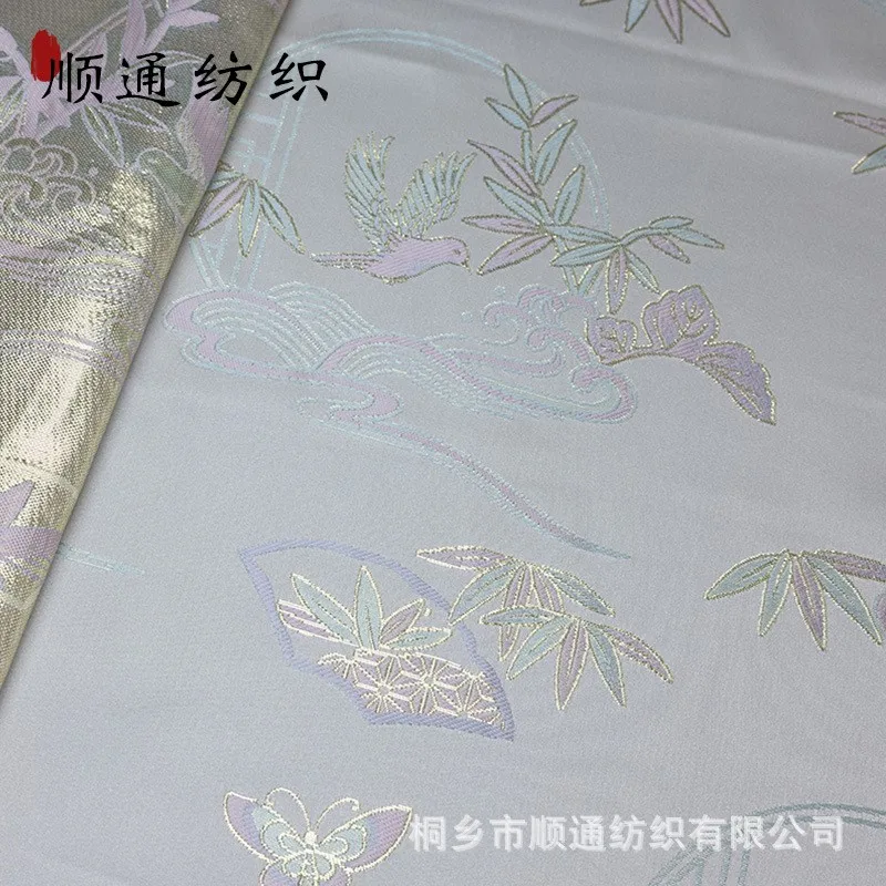Golden thread brocade flower relief jacquard fabric soft and flowing traditional Chinese style new Chinese-style clothing