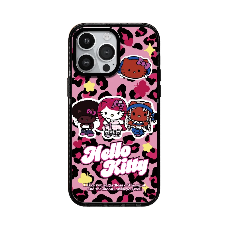 Sanrio Hello Kitty Leopard Print Acrylic With MagSafe Phone Case For iPhone 16 15 14 13 12 Pro Max Cartoon Cute Anti-drop Case