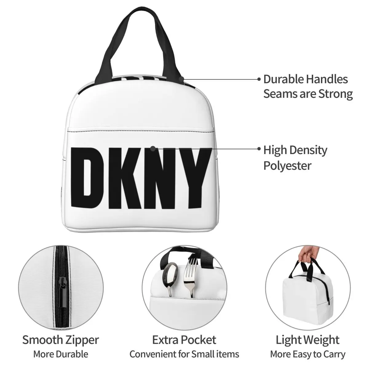 DKNYs Merch Lunch Bag Portable Insulated Oxford Cooler Bag Thermal Food Picnic Lunch Box