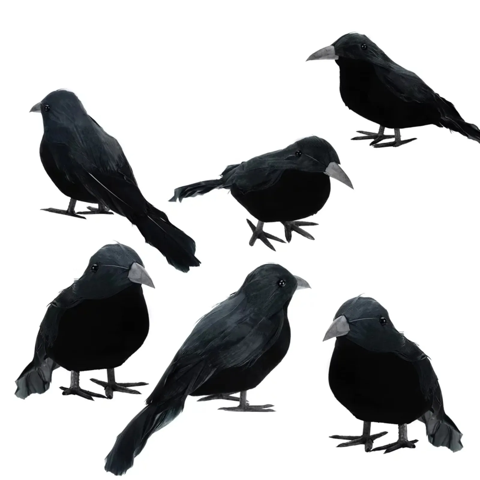 6PCS/Set Black Simulated Crow Ornament, Plastic Desktop Decoration For Gifts Party Decor Halloween Decoration