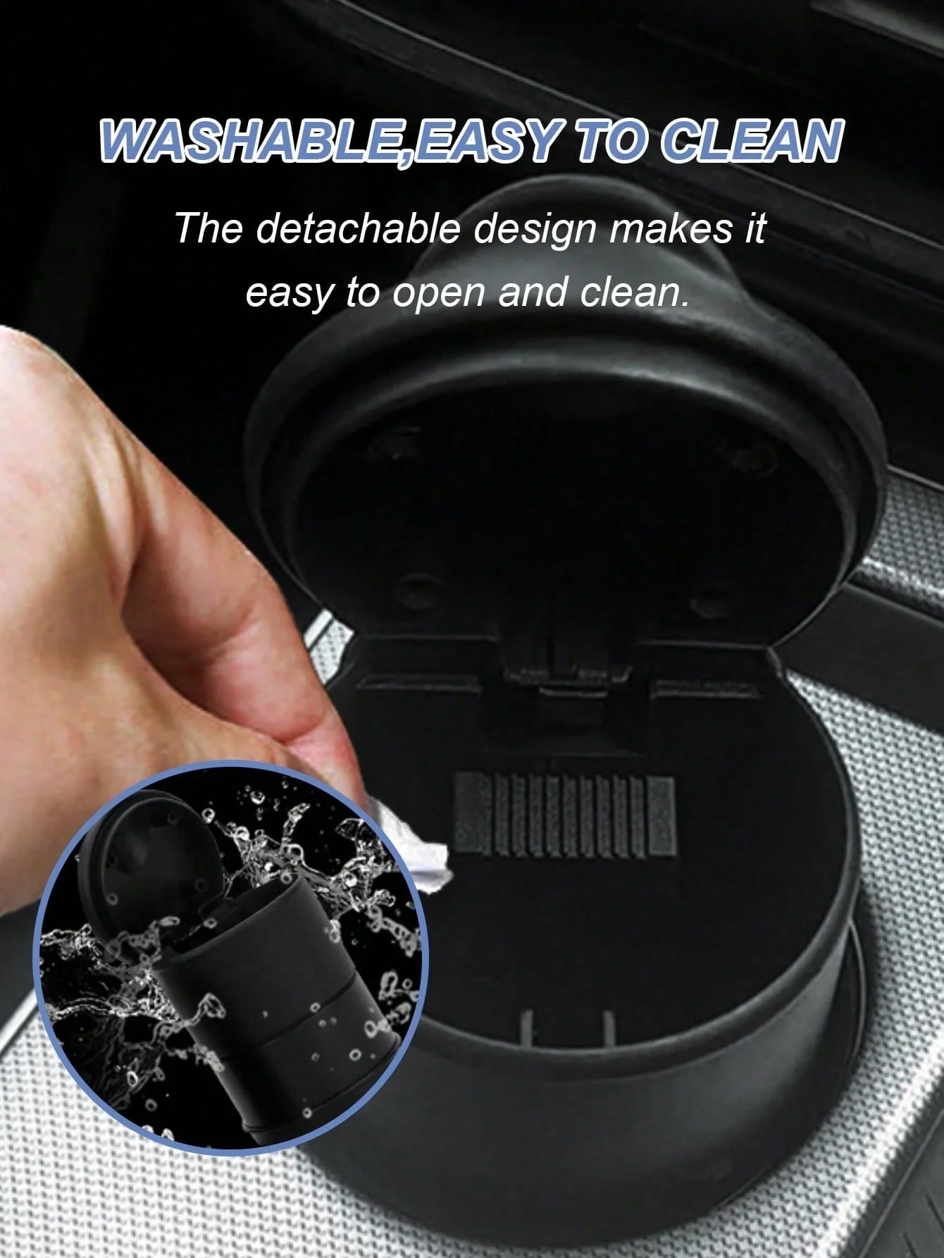 منفضة سجائر السيارة المحمولة ذات الغطاء القابل للطي - منفضة سجائر السيارة المقاومة للهب، متعددة الوظائف (علبة القمامة، صندوق العملات المعدنية، صندوق السيجار وكوب الرماد)، متينة