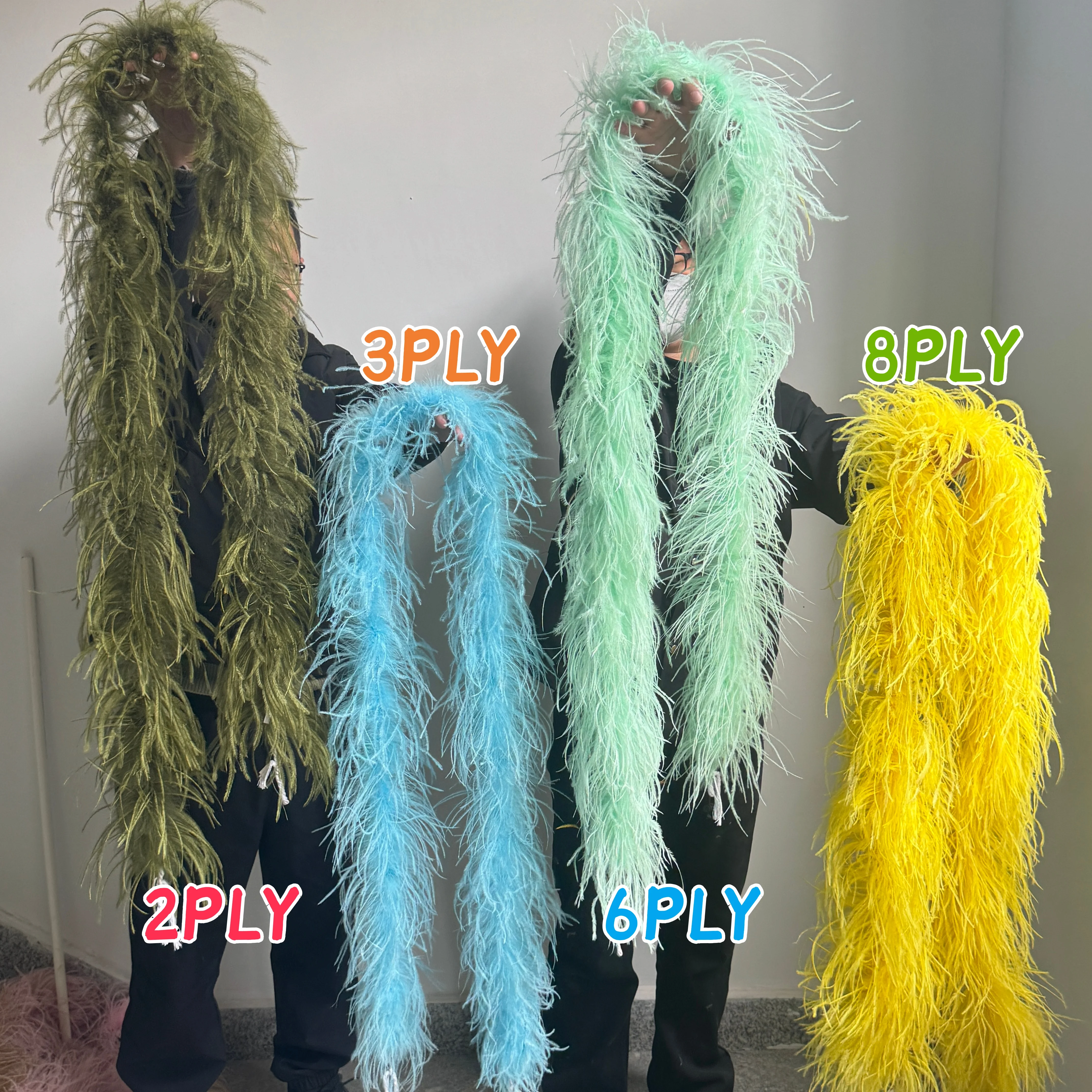 2Meter Natural Ostrich Feather Boa Shawl 2/3/6/8/10Ply Thick Fluffy Scarf For Wedding Party Dance Costume DIY Crafts Decor