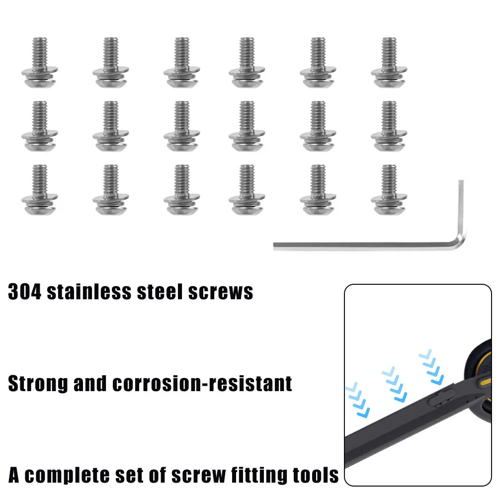 18pcs/lot Stainless Steel Bottom Battery Cover Screws with Tool for Segway Ninebot MAX G30 G30LP G30D Metal Screw Fast Shipping