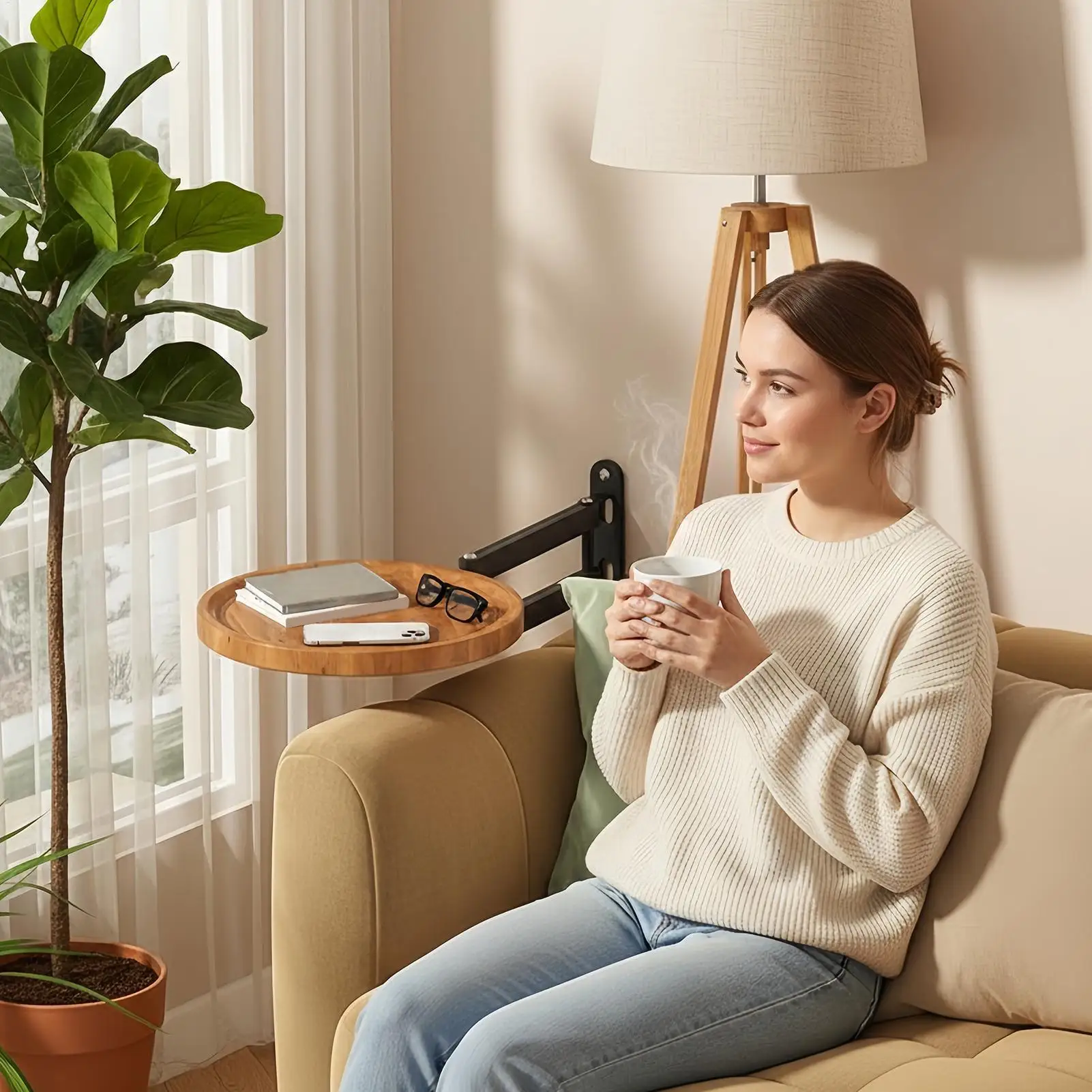 صينية حائط قابلة للطي للسرير مثبتة على الحائط وأريكة مكتب قابلة للسحب وطاولة عائمة لغرفة نوم الشقة وأصحاب المنازل والمستأجرين #2