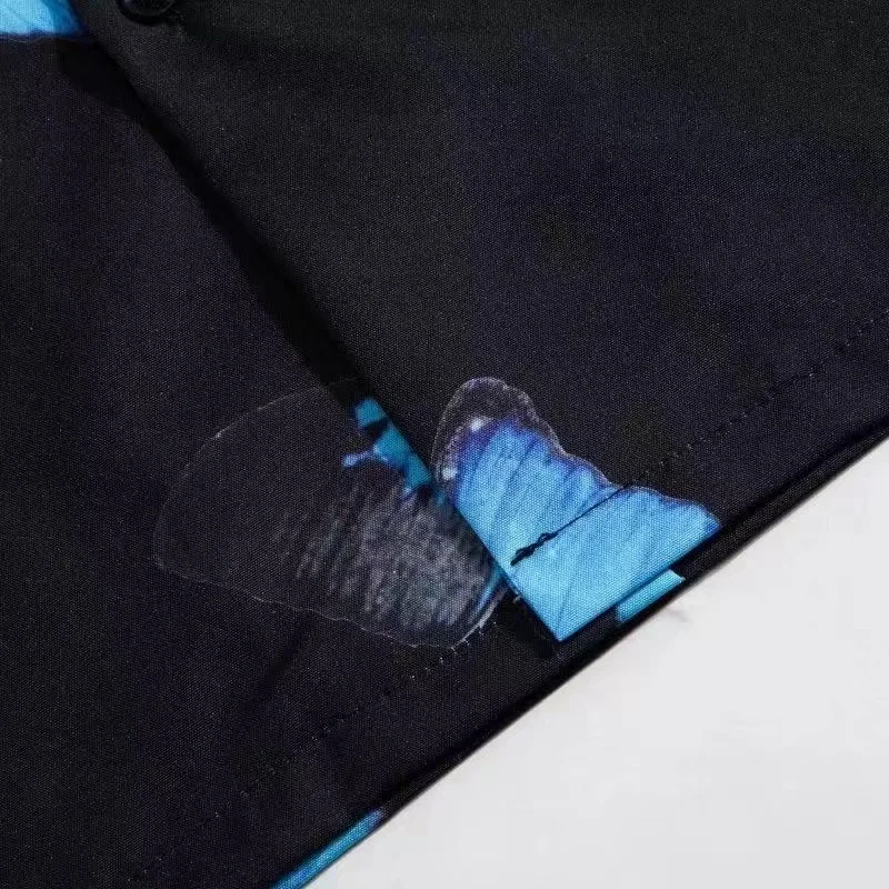 EBAIHUI Retro Floral Women Shirt Loose Hong Kong Style Couple Top Summer Lapel Beach Short Sleeved Ladies Blouse