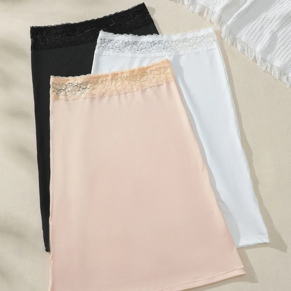 Splicing Lace Half Slips A-Line Half Length Body Shaper Butt Lifting Anti-Penetration Basic Underskirt Women Underwear