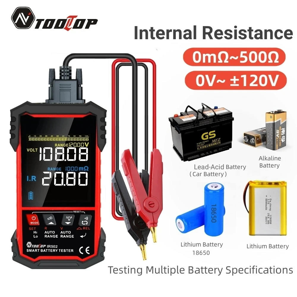 TOOLTOP Tester rezystancji wewnętrznej baterii litowej 18650 Rezystancja wewnętrzna 120 V Test starzenia baterii niklowo-ołowiowej