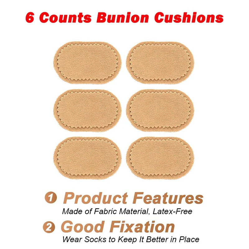 Pexmen 6Pcs/Sheet Bunion Cushion Pads Strong Adhesive Foot Protectors for Callous Corn Blister of Toes or Heel Feet Care Tool