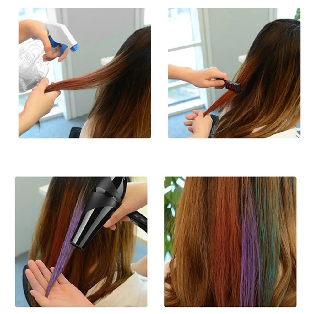 6 Colors Hair Dye Marker Washable Hair Chalk Comb Highlight Stripe Color Temporary Mini Disposable Hair Color Dye Hair Styling