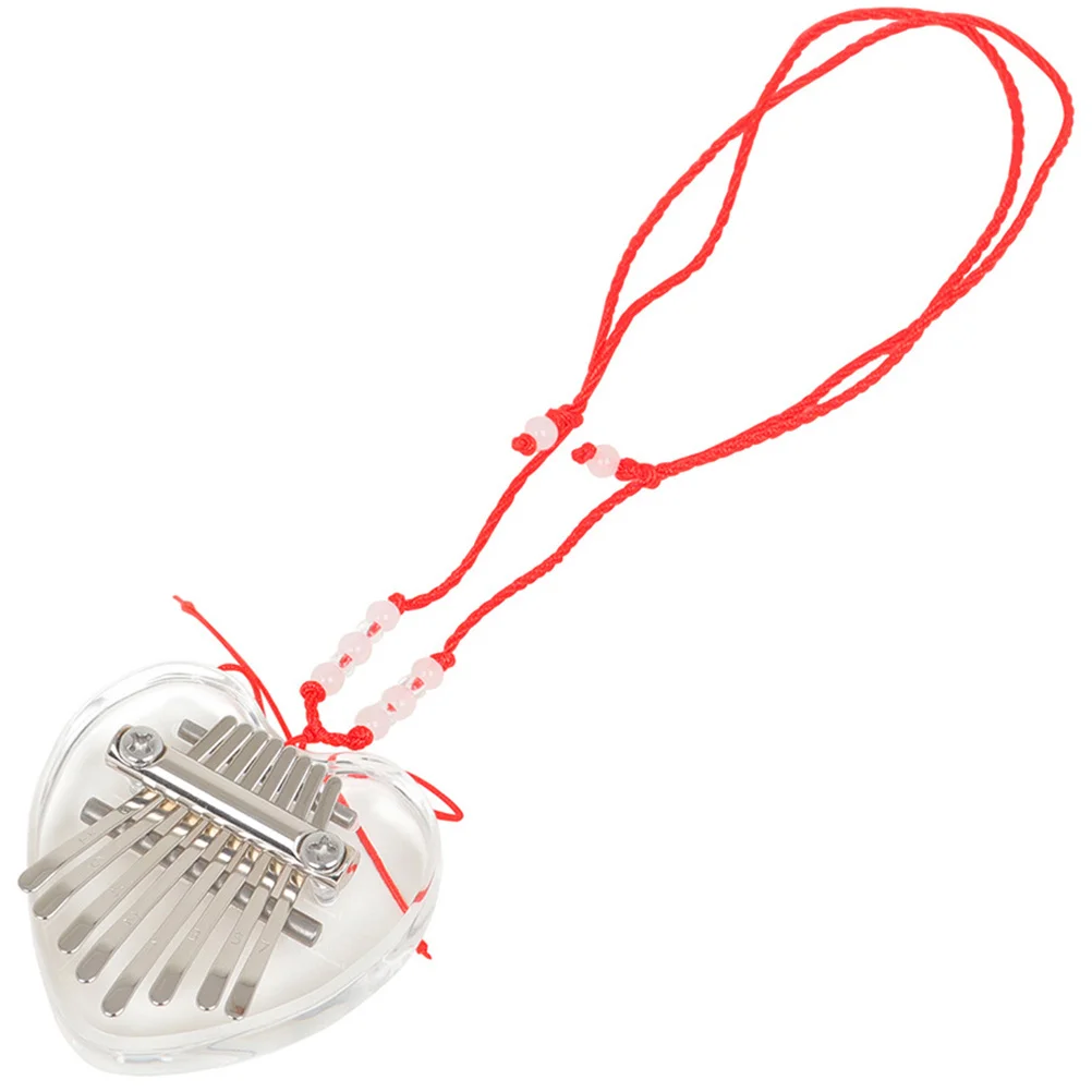 

Heart Shaped Acrylic Thumb Piano 21 Keys Crystal Durable Red Cord Portable Small Musical Instrument for Adults Kids Outdoor