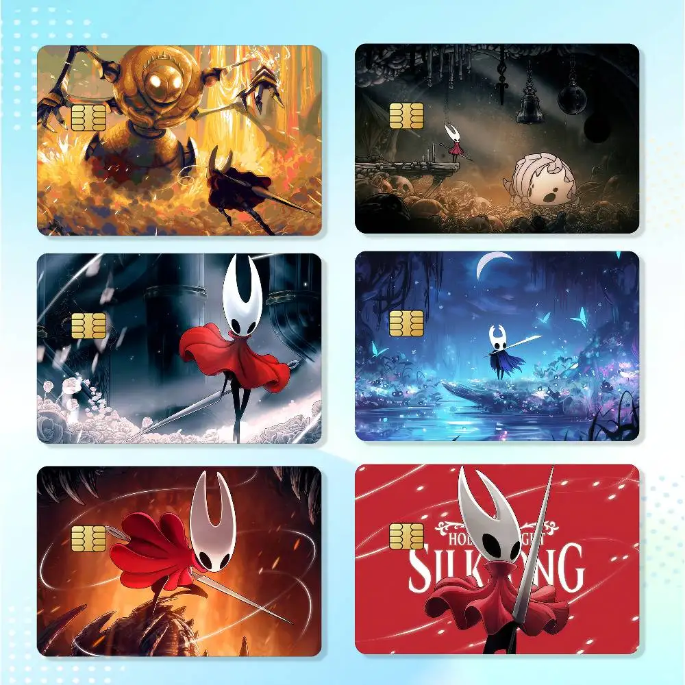 Game H-Hollow K-knight Silksong Matte Card Stickers For Credit Cards Debit Cards And Transit Cards 4Pcs
