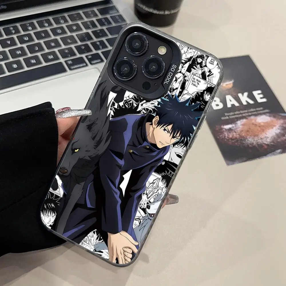 Jujutsu Kaisen Megumi Fushiguro جراب هاتف آيفون 16 15 14 13 12 11 X XR XS 8 7 Pro Max Plus شفاف اللون واقية #5