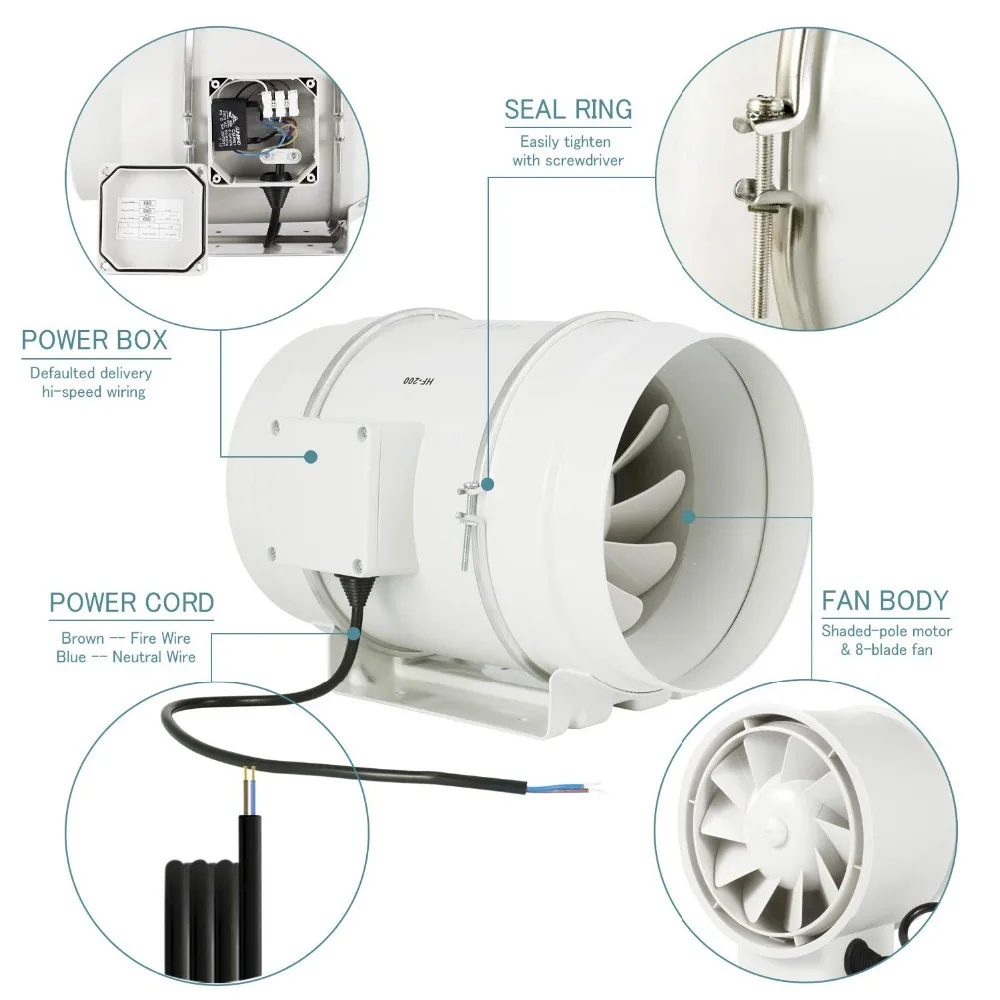 Centrifugal Fans& 4/5/6 Inch Activated Carbon Air Filter Set For Led grow light Indoor Hydroponics Grow Tent Greenhouses