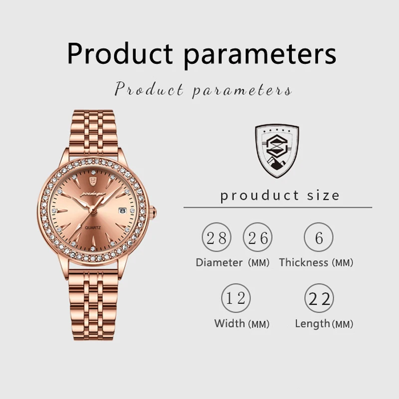 POEDAGAR Brand 2023 Women Quartz Watch Luxury Stainless Steel Mesh Rose Gold Simple Waterproof Luminous Elegant Ladies Watches