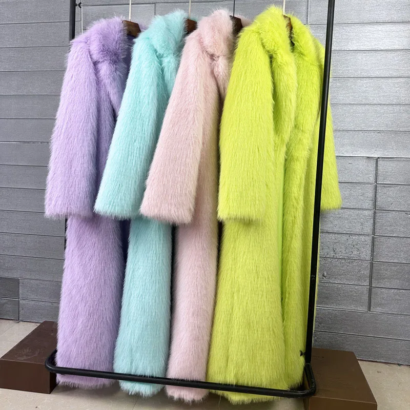 Overcoat Fur & Faux Fur 2026 New Fashion High Quality Women's Fur Coat Winter Season Style Lapel Thick Imitation Fur Women H320