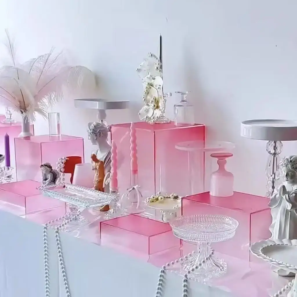 

Acrylic Buffet Tea Standpipe Food Dim Sum Rack Wedding Cake Stand Christmas Birthday Party Dessert Rack Display Decoration