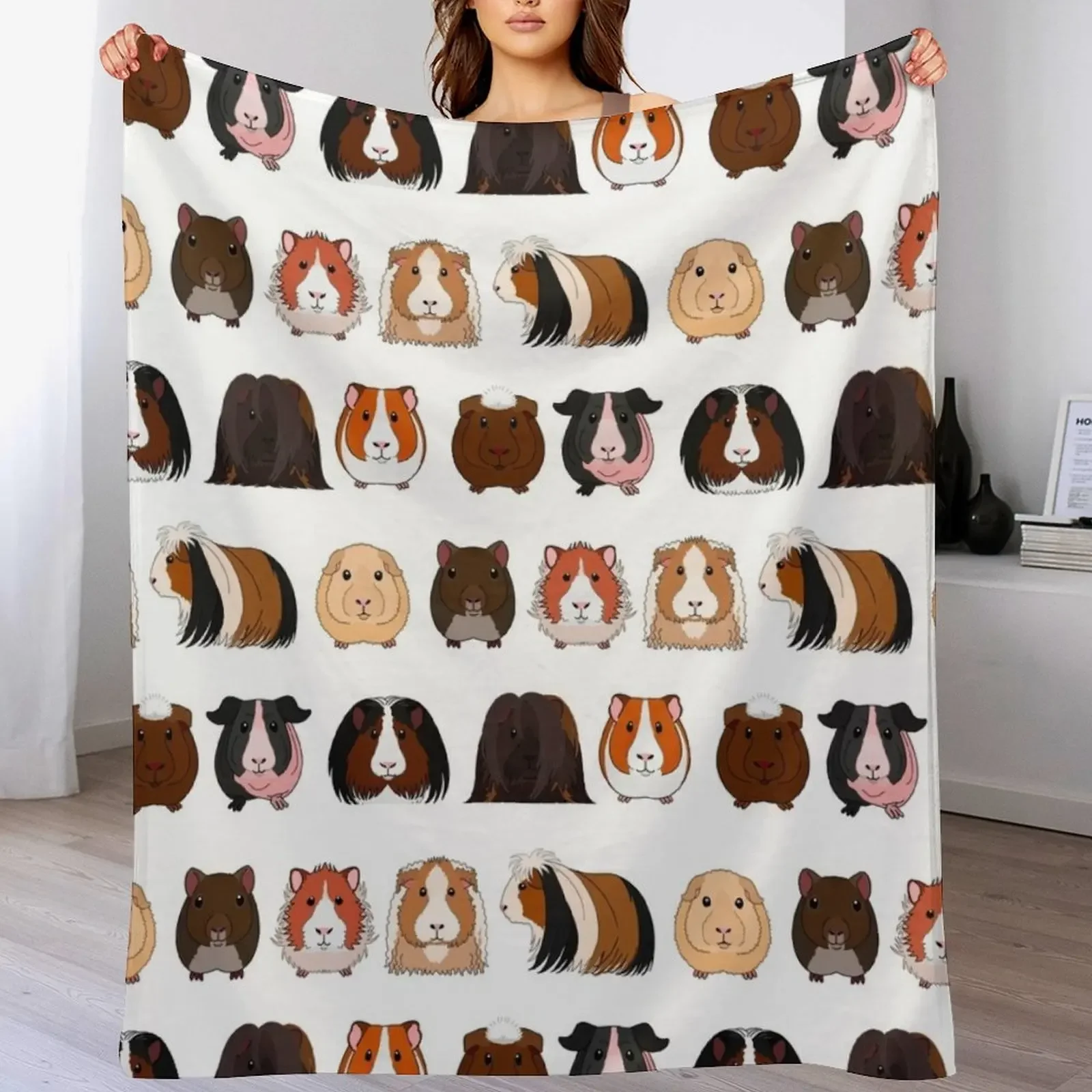 

Guinea Pigs Types Throw Blanket Soft Comfort Blanket for Reading Watching TV