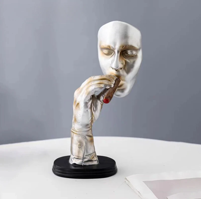 Wohnkultur Retro Raucher Figur Mediator abstrakte Skulptur kreative Mann rauchen Zigarre Statue Harz Home Office Dekoration Geschenk
