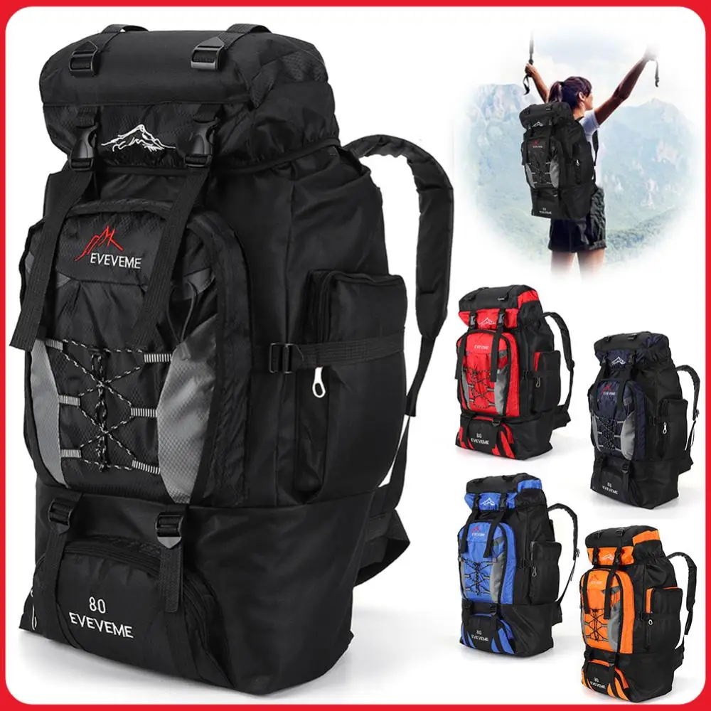 80L Fishing Backpack Large Capacity Trekking Backpack Adjustable Strap Mountain Climbing Rucksack for Outdoor Sports