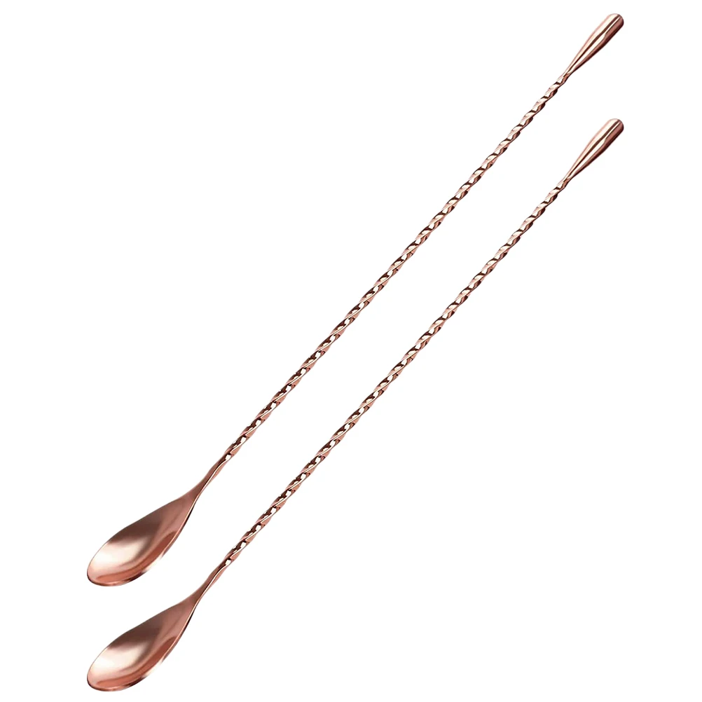 

2Pcs Cocktail Mixing Spoon Stainless Steel Bartending Spiral Bar Spoons for Coffee Drinks Home Hotel Kitchen Bar Use