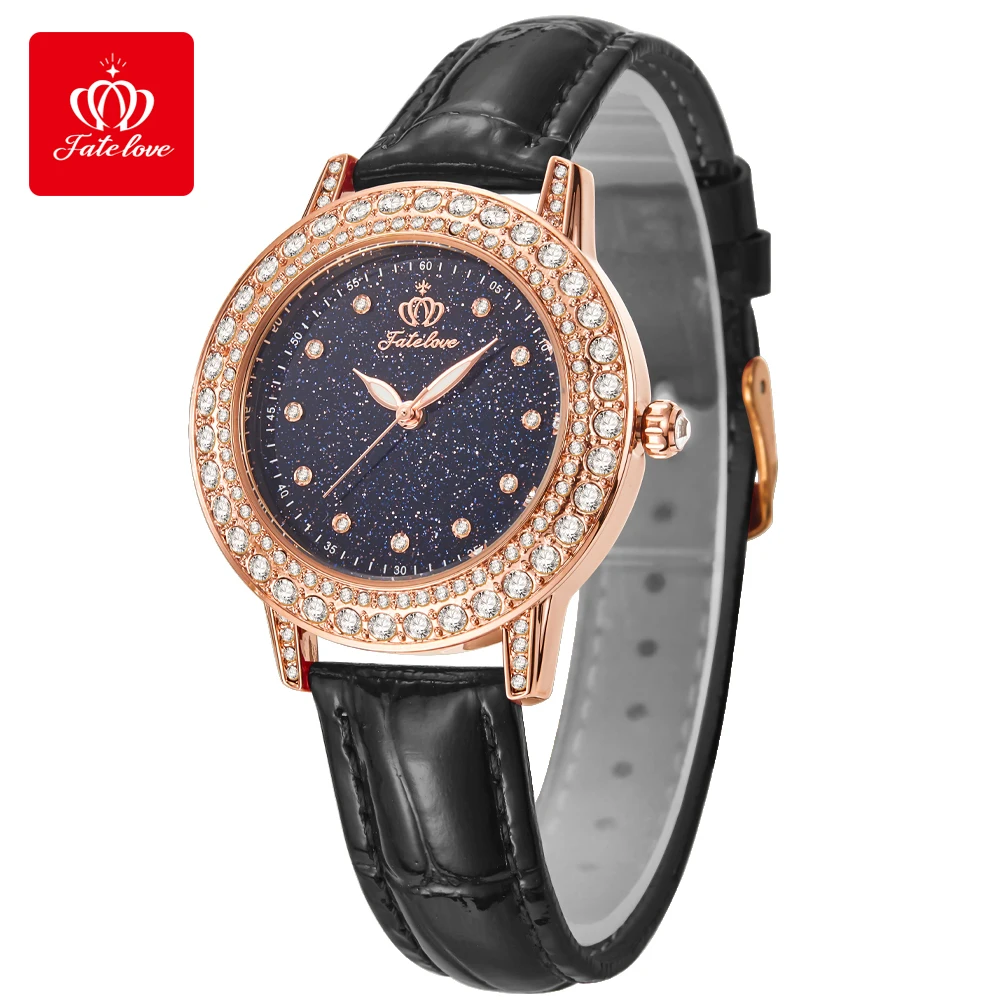 

Женские часы FATELOVE 826, элегантные модные кварцевые часы, женские водонепроницаемые светящиеся часы с кожаным ремешком, женские часы