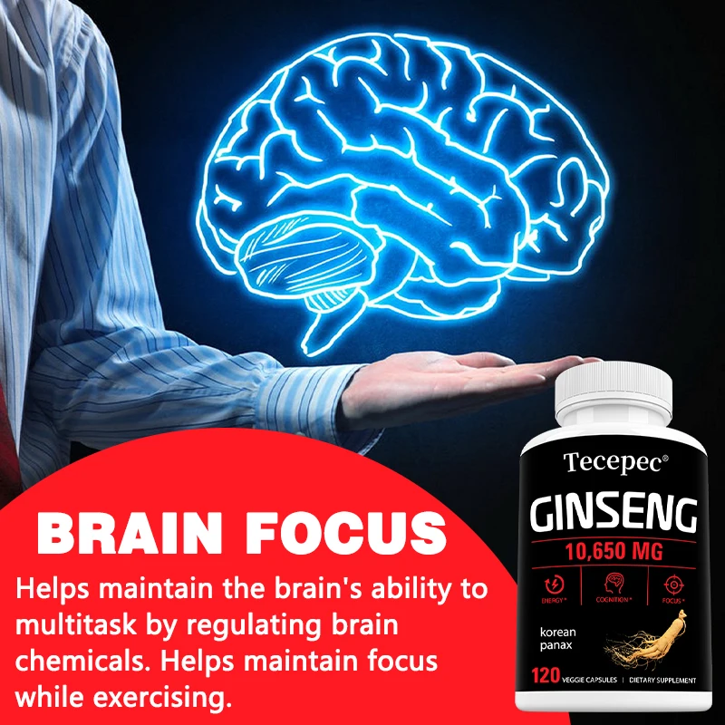 Korean Ginseng Supplement - Vegetarian Capsules, Helps Support Energy, Endurance, Muscle Mass, Free of GMOs and Gluten