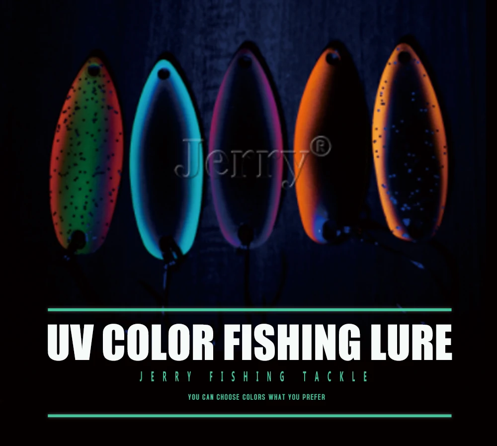 Jerry Scorpio 3g 4.5g Metal Fishing Spoon Kit Lake Trout Pike Lure UV Colors Spinner Bait Glitter Baubles Freshwater