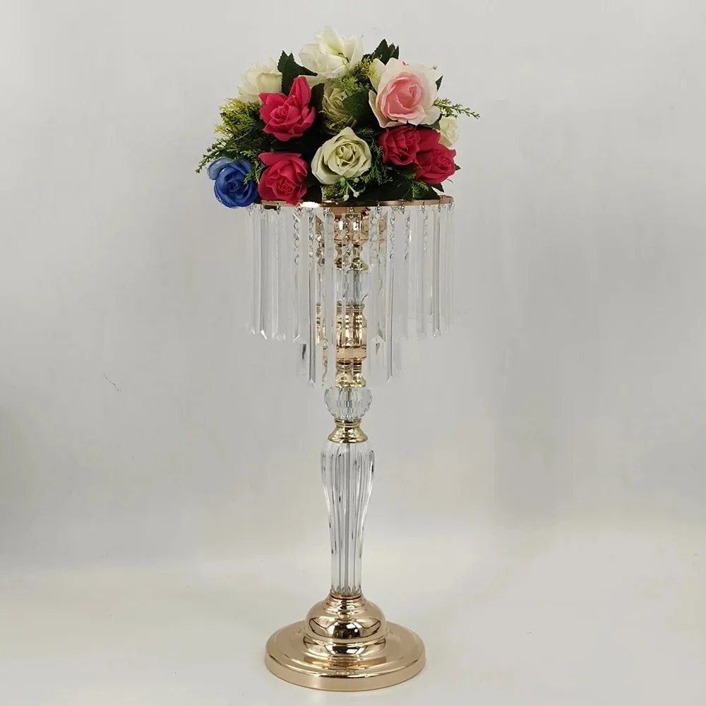 24 Inch Flower Vase Gold Stand Metal Road Lead Wedding Table Centerpiece Rack For Event Party Decoration 10 PCS/ LOT