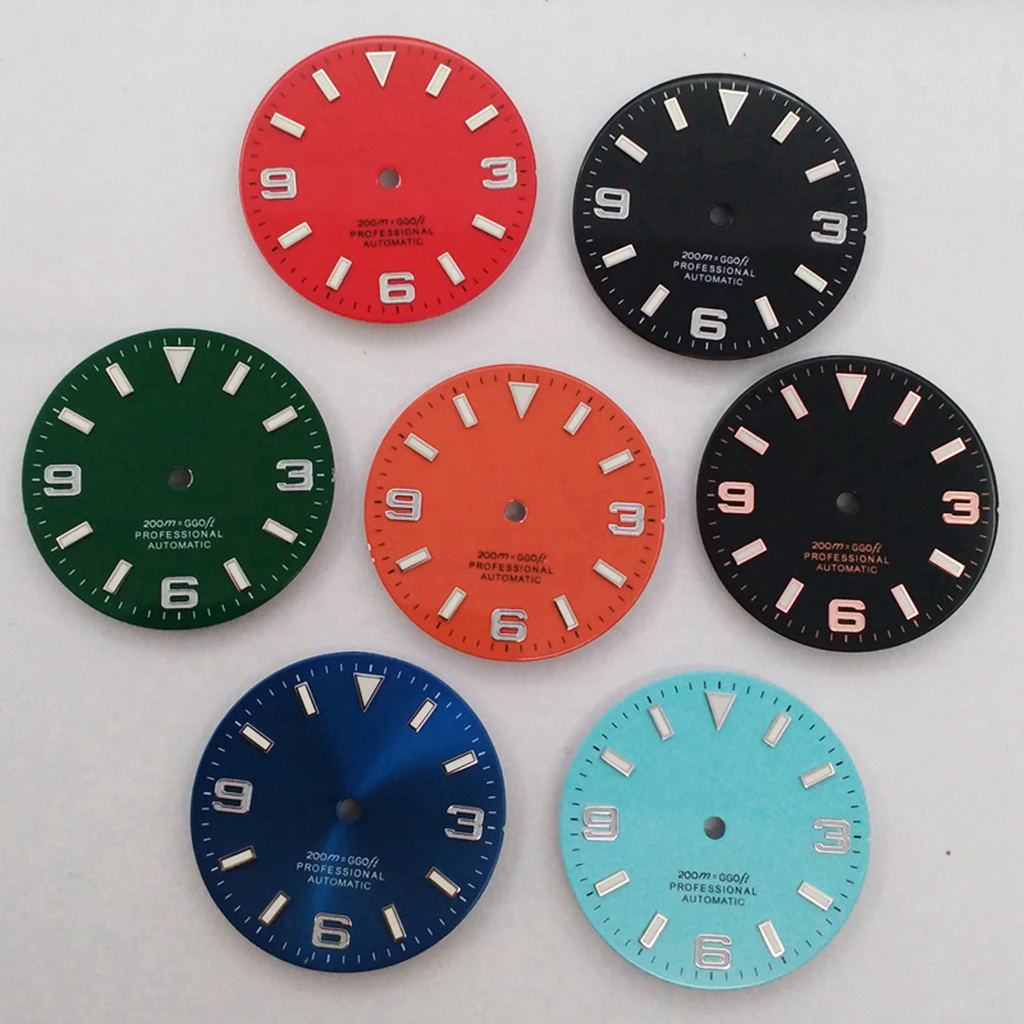 29mm Sterile Watch Dial With Hands Cyan Luminous For NH35 NH36 ETA2836 Miyota 8215 8205 821A DG2813 ETA2824 PT5000 Movement