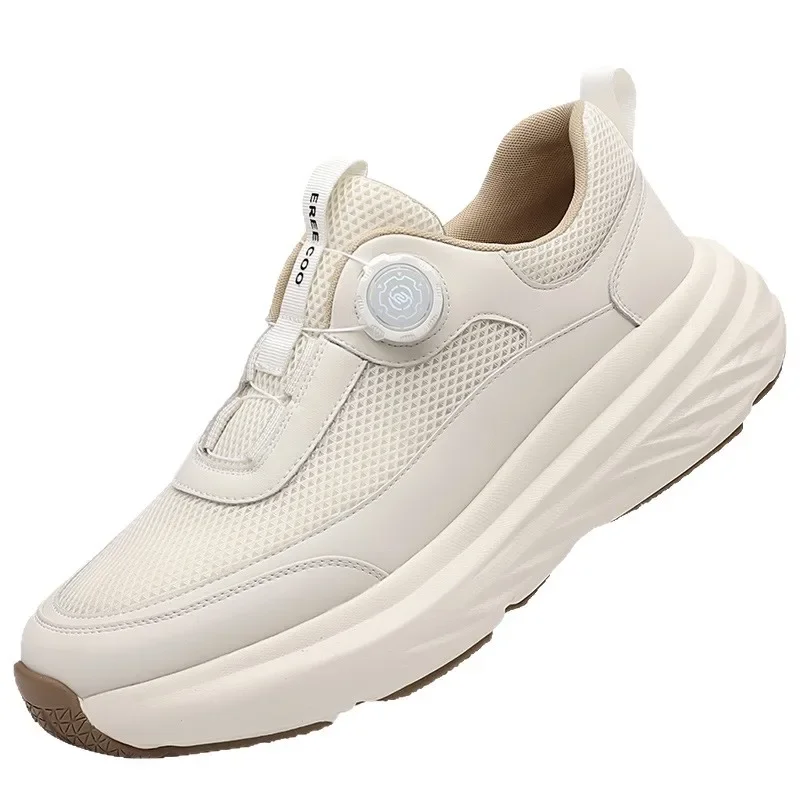 أحذية رياضية كاجوال للرجال قابلة للتنفس مع إبزيم دوار للتسلق في الهواء الطلق والمشي لمسافات طويلة أحذية رياضية شبكية عصرية للخريف