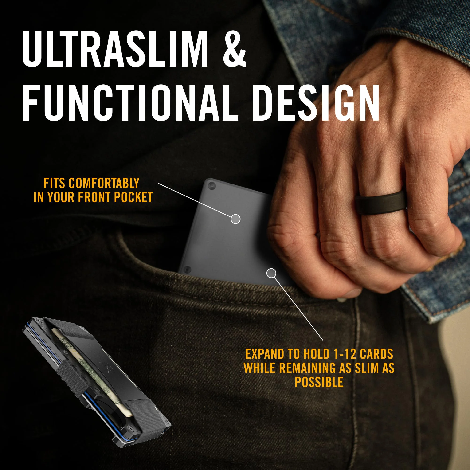 محافظ The Ridge للرجال - رفيعة وبسيطة، وجيب أمامي، ومحمية من RFID - محفظة لحمل البطاقات