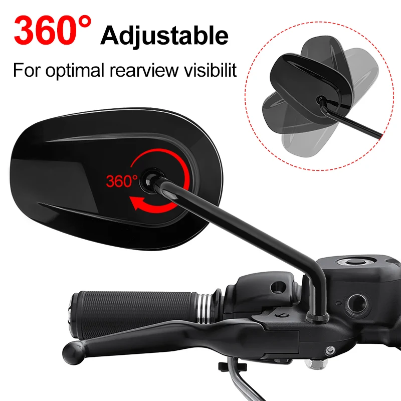 8MM Helle Schwarz Hinten Rück Ansicht Seite Spiegel Für Harley Für Yamaha Für Honda Für Suzuki Spiegel Für Motorrad zubehör