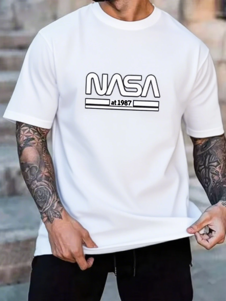 

Short Sleeve Cotton T - Shirt Showcasing The Iconic NASA Logo From 1987, Must - Have for Trendy Folks Summer Luxury Brand S-4XL