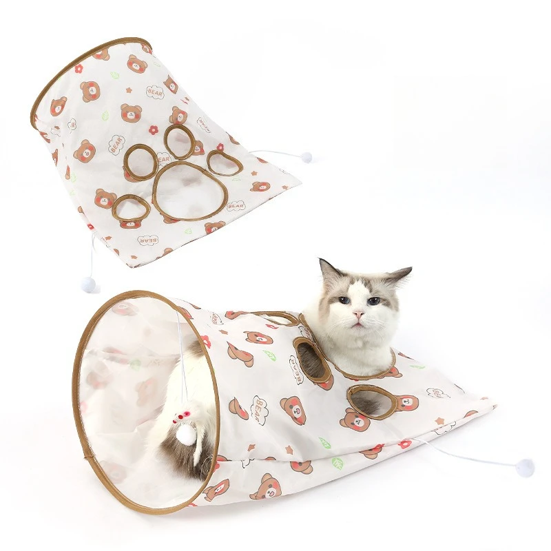 Cat Teaser Wand Cat Toy Self Entertainment Cat Tunnel with Crinkle Paper Chew Resistant Mouse Toy Hideaway Pet Supplies