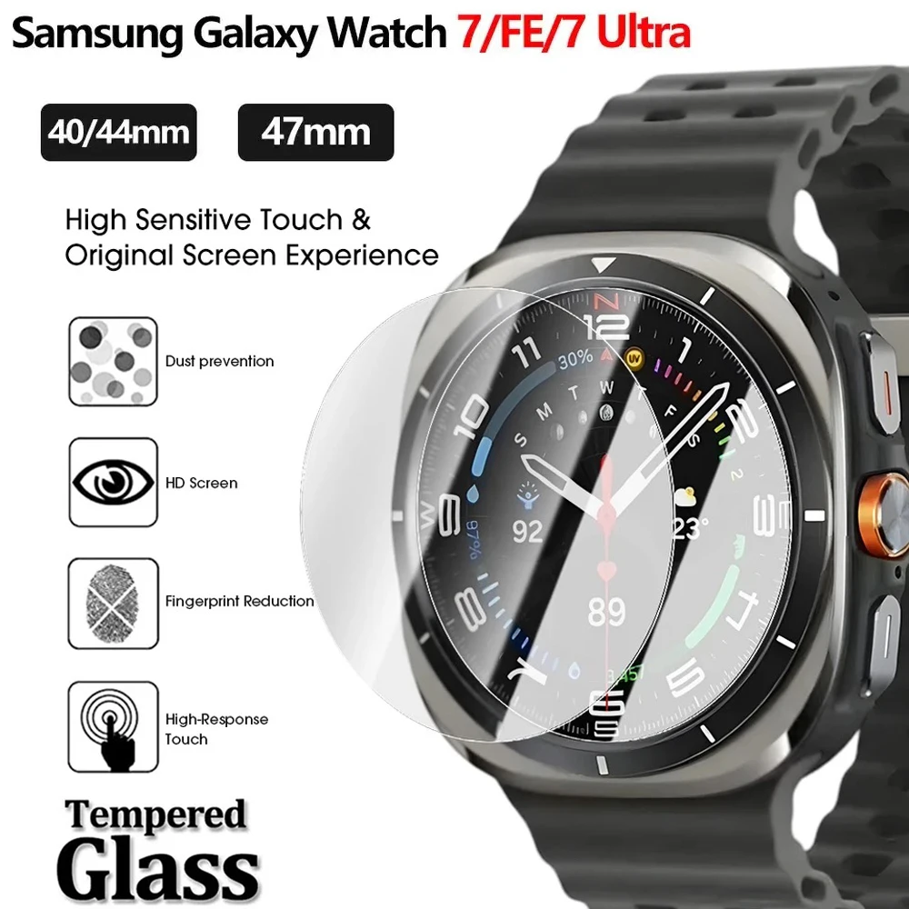 Vidro Temperado para Samsung Galaxy Watch, HD Screen Protector, Acessórios de Proteção, FE 40mm, 44mm, Ultra, 47mm