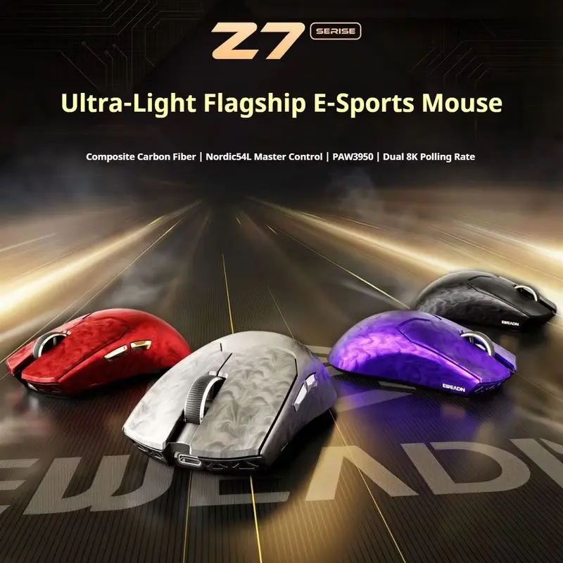 Eweadn Z7 52g Ultra Lightweight Carbon Fiber Gaming Mouse Paw3950 42000 Dpi Wireless Wired Ergonomic Mouse For Gamer