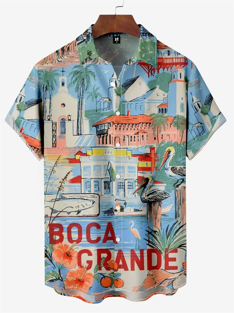 

Мужские рубашки Aloha с полным принтом и тропическим принтом в виде попугая, летняя повседневная пляжная рубашка с коротким рукавом, блузка, мужская рубашка на пуговицах для отдыха