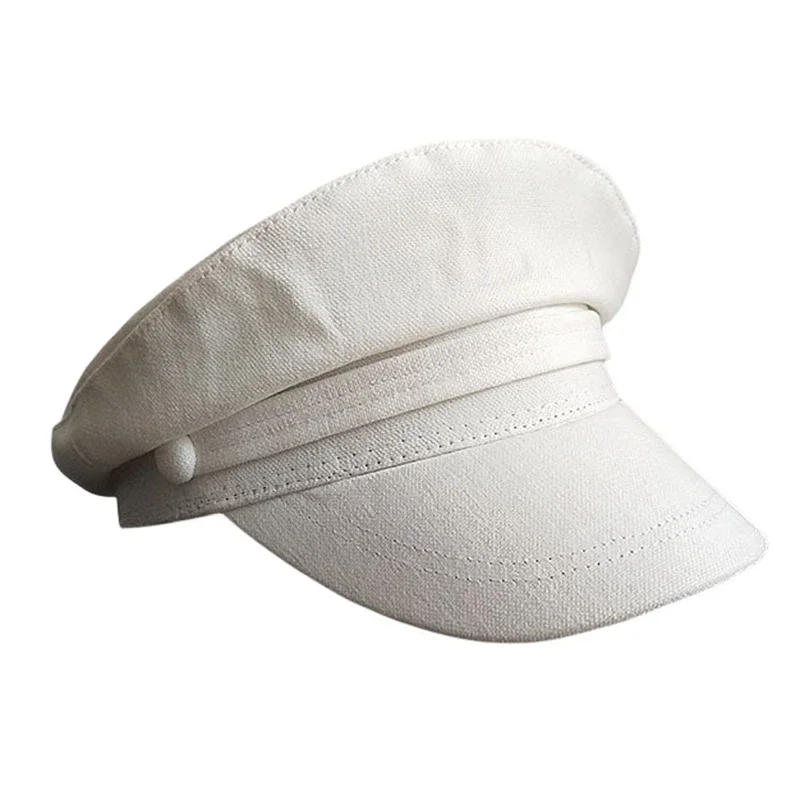 Cotton Military Hat Spring Autumn Sailor Hat for Women Men Gray Yellow Female Travel Student Captain Cap Army Flat Top NC30