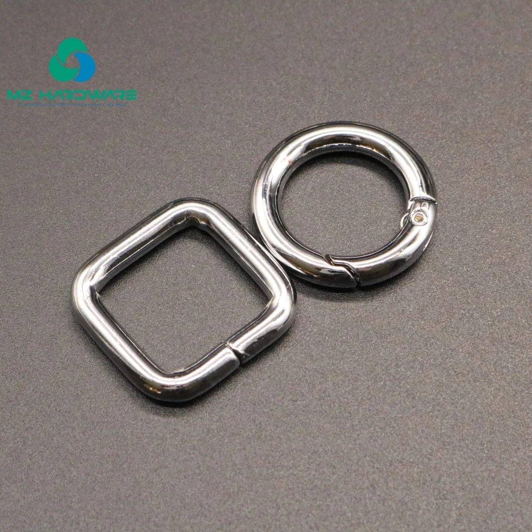 Factory 2 Pcs  Rectangle Ring Belt Adjustable Alloy Bag Buckles And Spring O Ring Bag Accessories For Handbag Making