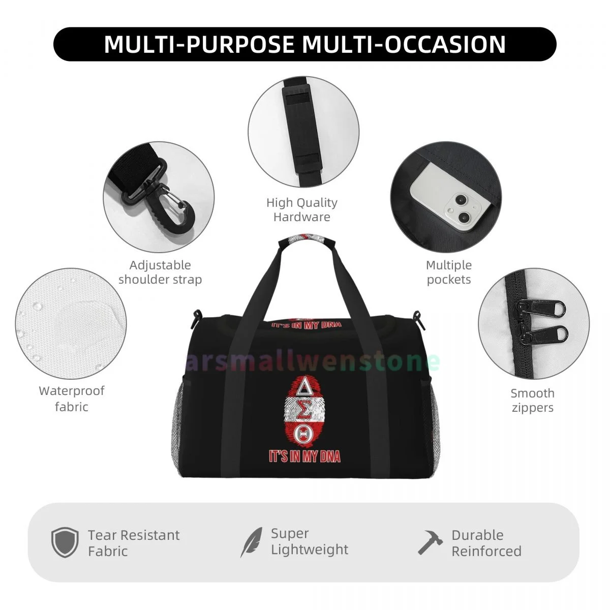 Delta Sigma Theta Sorority Travel Duffel Bags Sport Gym Yoga Bagagetas Gepersonaliseerde weekendtas met schouderriem