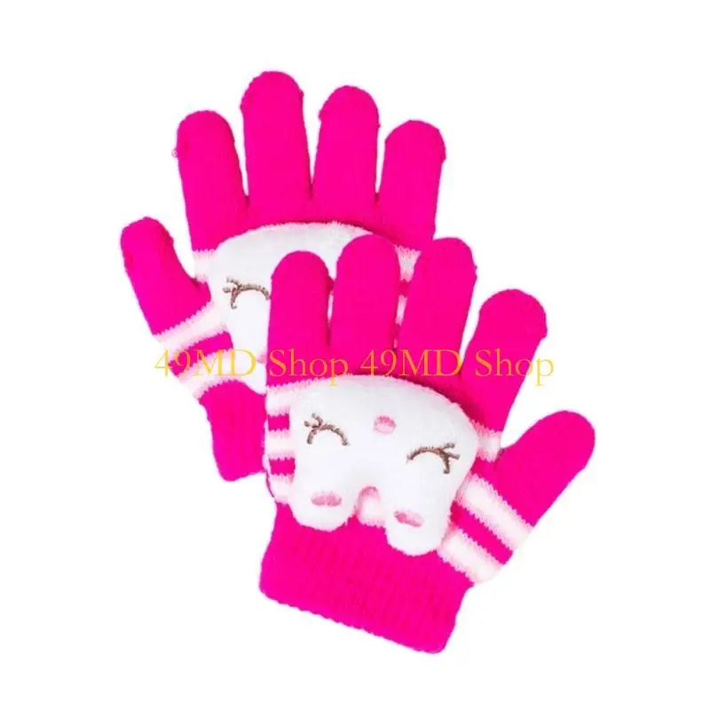 

49MD Теплые зимние варежки унисекс с длинными пальцами Стильные красочные перчатки для малышей