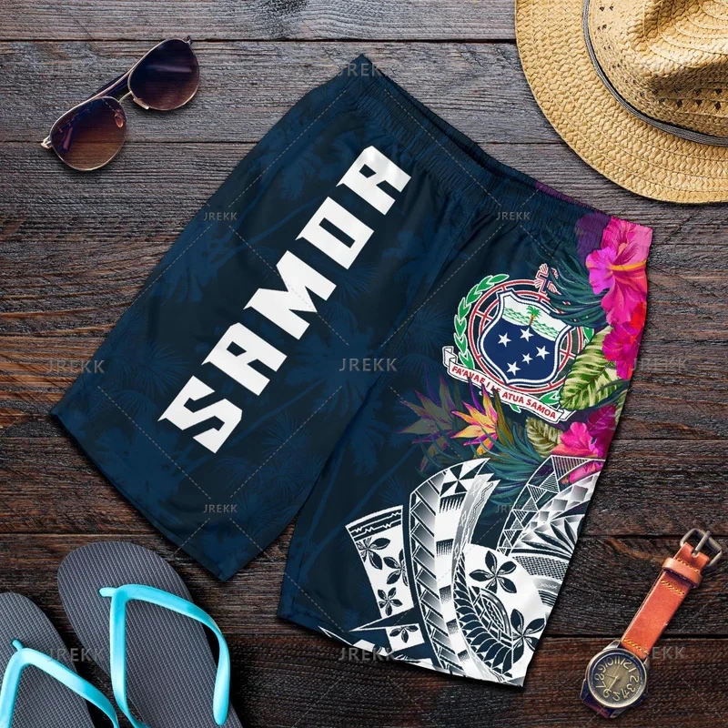 New Harajuku 3D Print Samoa Emblem Beach Shorts Fashion Streetwear Board Shorts Unisex Cool Swimming Shorts Mens Swimming Trunks