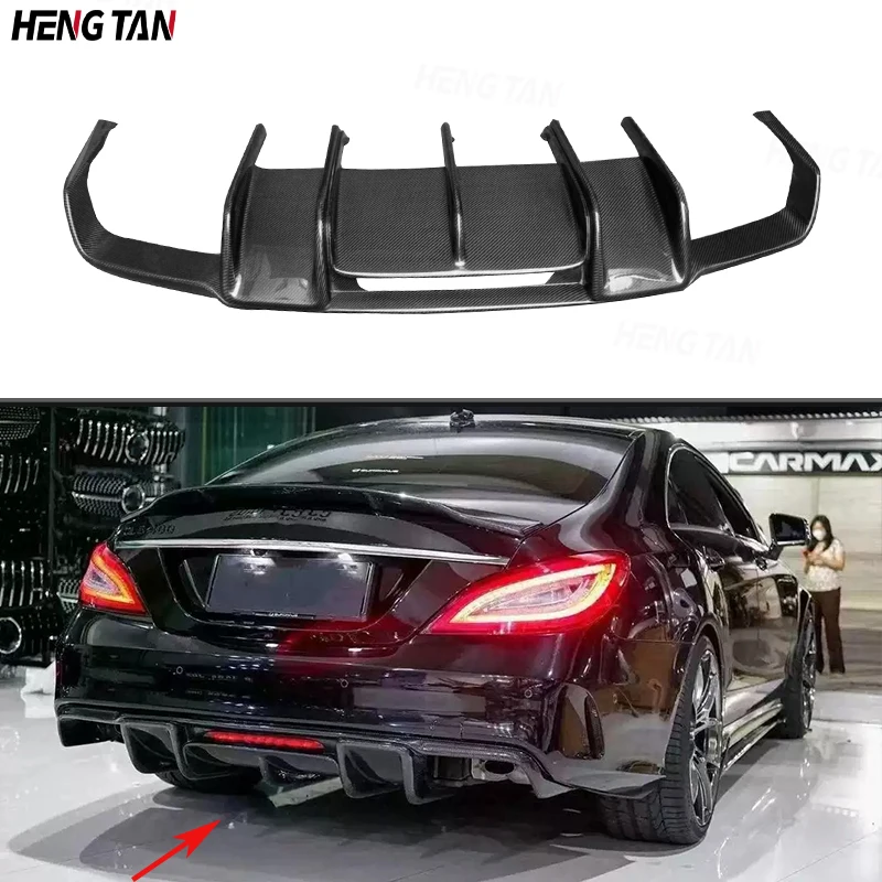 For Mercedes  Benz CLS Class W218 CLS63 AMG 2011-2017 Carbon Fiber Car Rear Bumper Lip Diffuser Spoiler Parts Upgrade Body kit