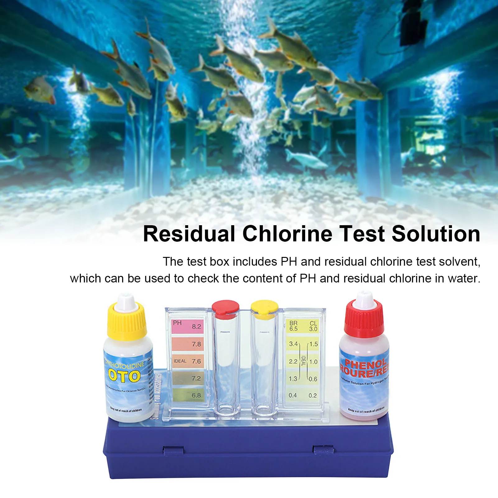 Water Quality Test Solution with Testing Strip Tube Tool for PH Residual Chlorine Detection  Test Solution  Testing Pipe